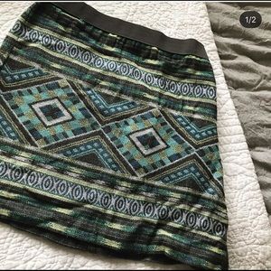 Green and teal printed skirt